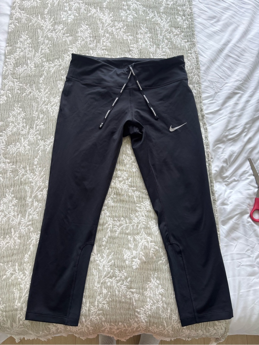Nike Black Capri Leggings with Silver Reflective Swoosh
